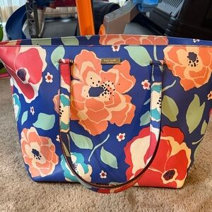Kate Spade Floral Tote - Blue and Red